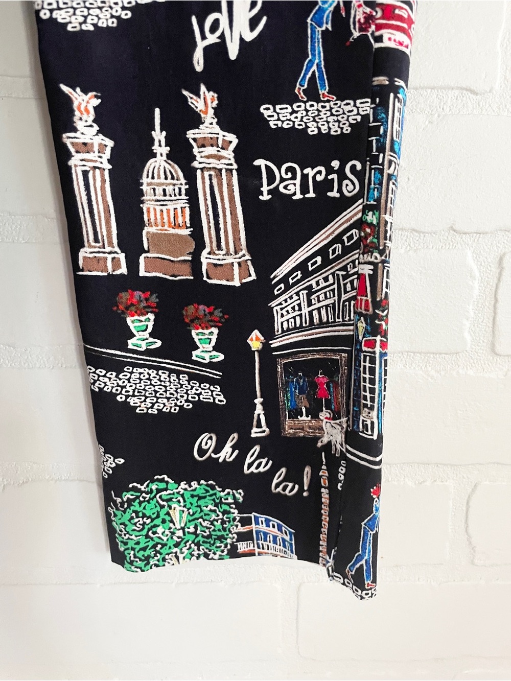 Vintage Paris Novelty Crop Pants Eiffel Tower Moulin Rouge Scene Sz 2 - Picture 7 of 16